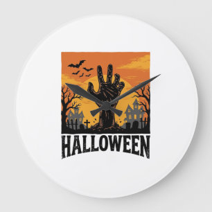 Relógio Grande Camisa Vintage de Halloween Cemitério Mão Zumbi De
