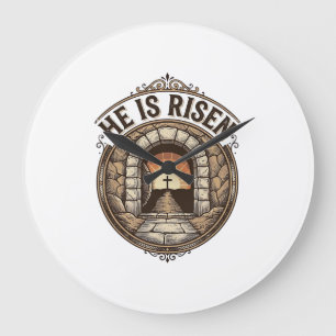 Relógio Grande Camisa Vintage de Páscoa Cruz Ele Ressuscitou