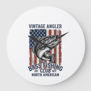 Relógio Grande Camisa Vintage de Pesca de Robalo com Desenho da B
