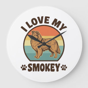 Relógio Grande Camisa Vintage de pôr do sol com cachorro Smokey S
