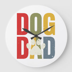 Relógio Grande Camisa Vintage Dog Dad Paw Print Retro Typography_