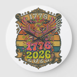 Relógio Grande Camisa Vintage Eagle 1776 2026 Bolha Patriótica