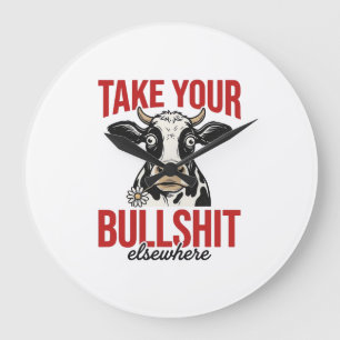Relógio Grande Camisa Vintage Engraçada Vaca em Outro Lugar_
