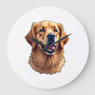 Relógio Grande Camisa Vintage Face de Golden Retriever Patriótica
