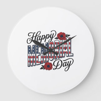 Relógio Grande Camisa Vintage Feliz Dia do Memorial Poppy Flag