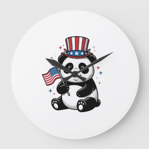 Relógio Grande Camisa Vintage Patriótica Panda Flag Design_1