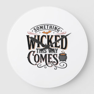 Relógio Grande Camisa Vintage Something Wicked de Halloween Desig