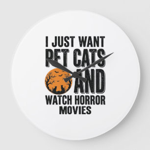 Relógio Grande Camisas de Halloween Vintage de Terror de Gatos de