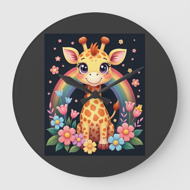 Relógio Grande Camiseta Amantes de Girafa (Frente)