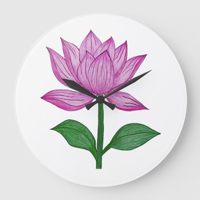 Relógio Grande Camiseta básia mujer, con flor rosada (Frente)
