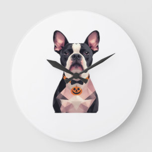 Relógio Grande Camiseta Clássica de bruxa de Halloween cachorro