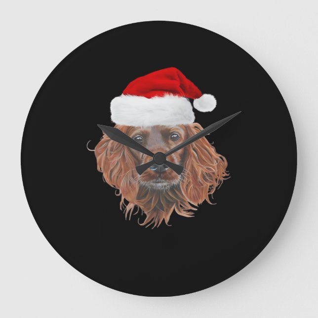 Relógio Grande Camiseta Clássica de Natal Irish Setter (Frente)