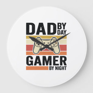 Relógio Grande Camiseta Controle Vintage Pai Gamer Design_1