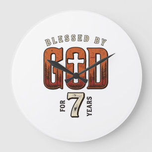 Relógio Grande Camiseta Cristã Vintage 7 Anos Abençoado Por Deus