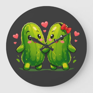 Relógio Grande Camiseta de casal de picles fofos e engraçados Kaw