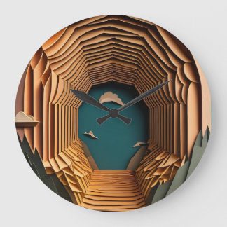 Relógio Grande Camiseta de design de arte em papel 3D