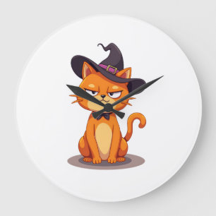 Relógio Grande Camiseta de Gato do Halloween Gatinho Jack O Lante
