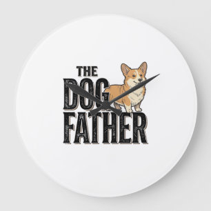 Relógio Grande Camiseta De Gravura Vintage Dogfather Corgi Engraç