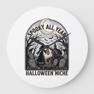 Relógio Grande Camiseta de Halloween Todos os Dias Design Assusta