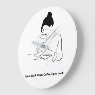 Relógio Grande Camiseta de Linha Artística Estética de Livro e Ca