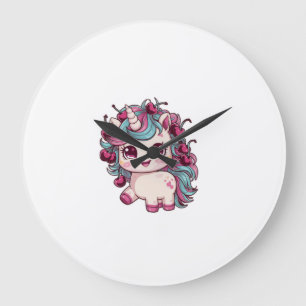 Relógio Grande Camiseta de manga longa de unicórnio kawaii legal 