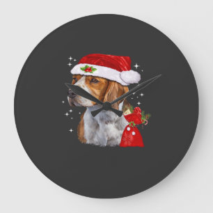 Relógio Grande Camiseta de Natal do Cão Beagle Família de Cachorr