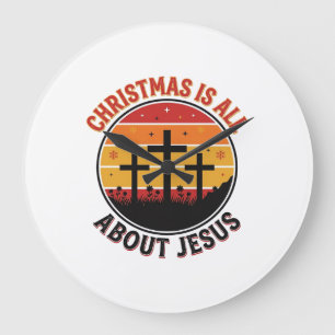 Relógio Grande Camiseta Desenho Cruz do Pôr do Sol Jesus Natal Cr