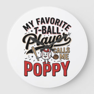 Relógio Grande Camiseta Desenho de Gravura Vintage T-Ball Poppy_1