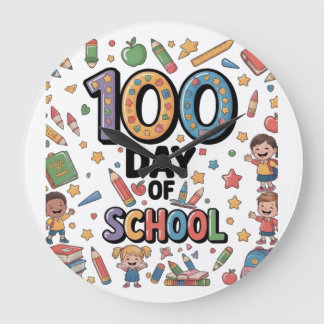 Relógio Grande Camiseta Divertida do 100º Dia de Escola | Criança