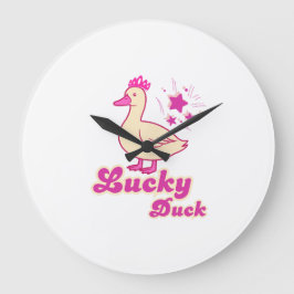 Relógio Grande Camiseta feminina Lucky Duck com design moderno