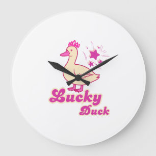 Relógio Grande Camiseta feminina Lucky Duck com design moderno