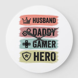 Relógio Grande Camiseta Geométrica Vintage Marido Papai Gamer Her