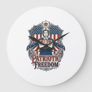 Relógio Grande Camiseta Gráfica Vetorial Enfermeira Patriota_1