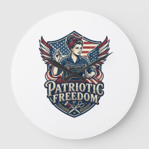 Relógio Grande Camiseta Gráfica Vetorial Mãe Costureira Patriota_