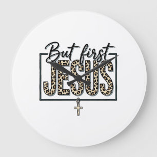 Relógio Grande Camiseta Jesus Estampa de Leopardo Cristã Vintage