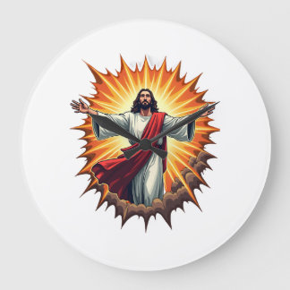 Relógio Grande Camiseta Jesus Vitória Burst Vintage Engraving