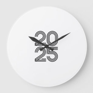 Relógio Grande Camiseta Minimalista 2025 - Design para Ano Novo