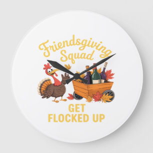 Relógio Grande Camiseta Oversized Friendsgiving Squad Get Flocked