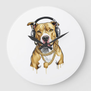 Relógio Grande Camiseta Pitbull estilo de rua