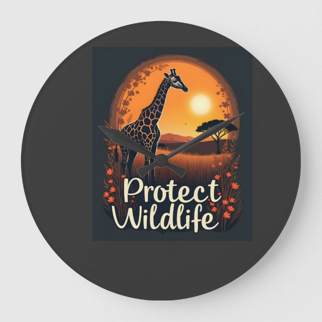 Relógio Grande Camiseta sem Mangas Girafa da Savana (Frente)