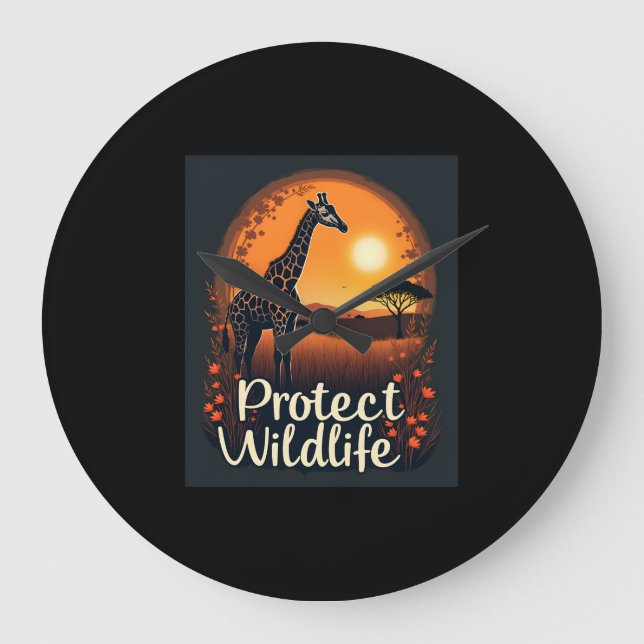 Relógio Grande Camiseta sem Mangas Girafa da Savana (Frente)