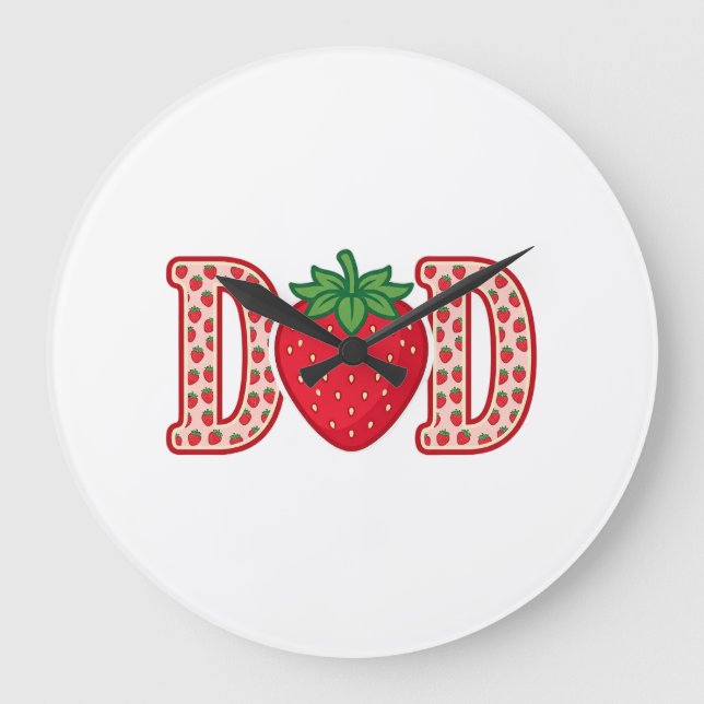 Relógio Grande Camiseta Vector Desenho de Letra Morango Pai_1 (Frente)