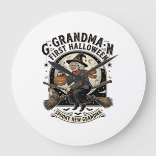 Relógio Grande Camiseta Vintage de Bruxa do Primeiro Halloween da