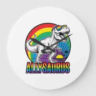 Relógio Grande Camiseta Vintage de Dinossauro Arco-íris Allysauru