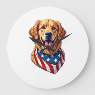 Relógio Grande Camiseta Vintage do Golden Retriever Estrelado 4
