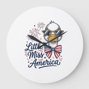 Relógio Grande Camiseta Vintage Little Miss America Patriotic Duc