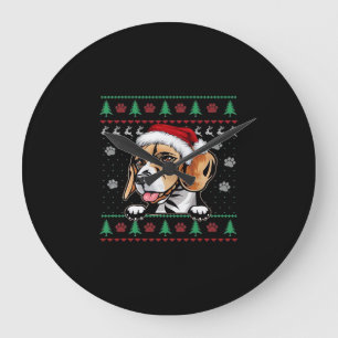 Relógio Grande Camisola Oversized de Natal do Beagle Uglyer Dog