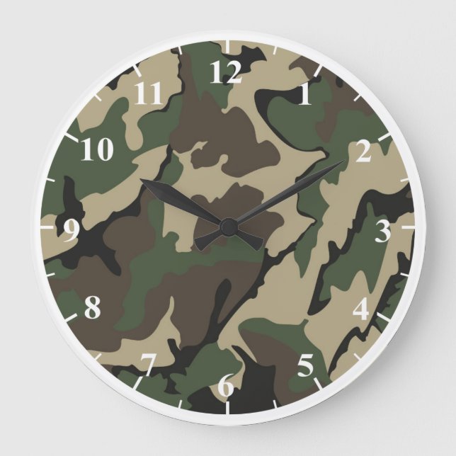 Relógio Grande Camo Round Large Wall Clock (Frente)