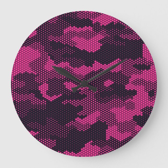 Relógio Grande Camouflage hexagonal, fundo de textura militar (Frente)