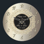 Relógio Grande Campanha dos Suplentes Dourados 50º Aniversário de<br><div class="desc">Ouro elegante vagueia no relógio de aniversário de casamento do champanhe.</div>